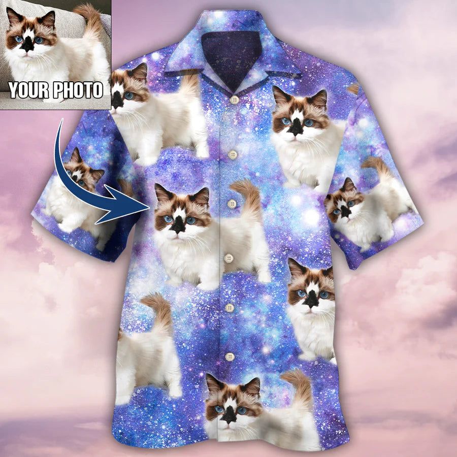 Purrfectly Personalized: Cat Photo Hawaiian Shirt