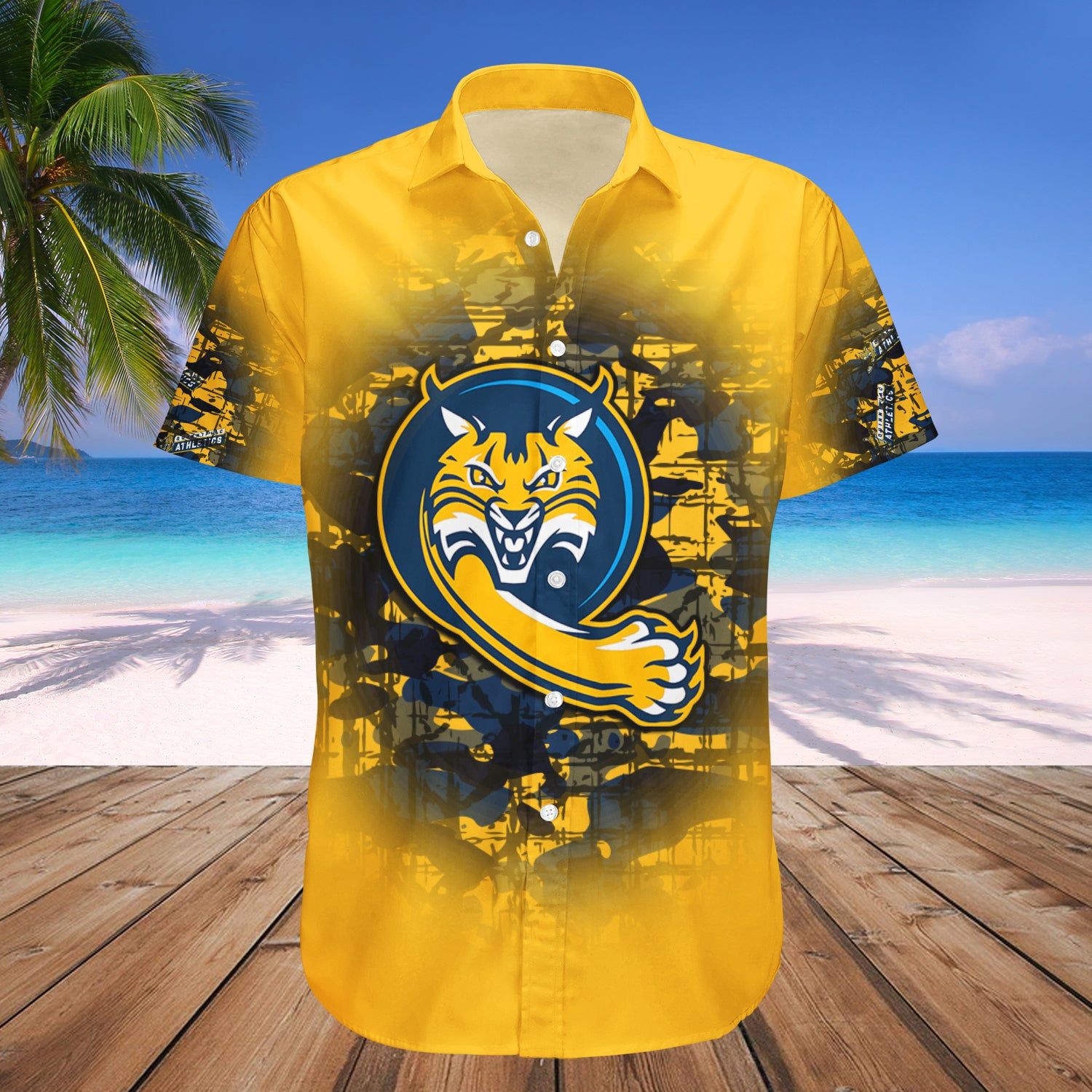 Quinnipiac Bobcats Hawaii Shirt Camouflage Vintage – NCAA