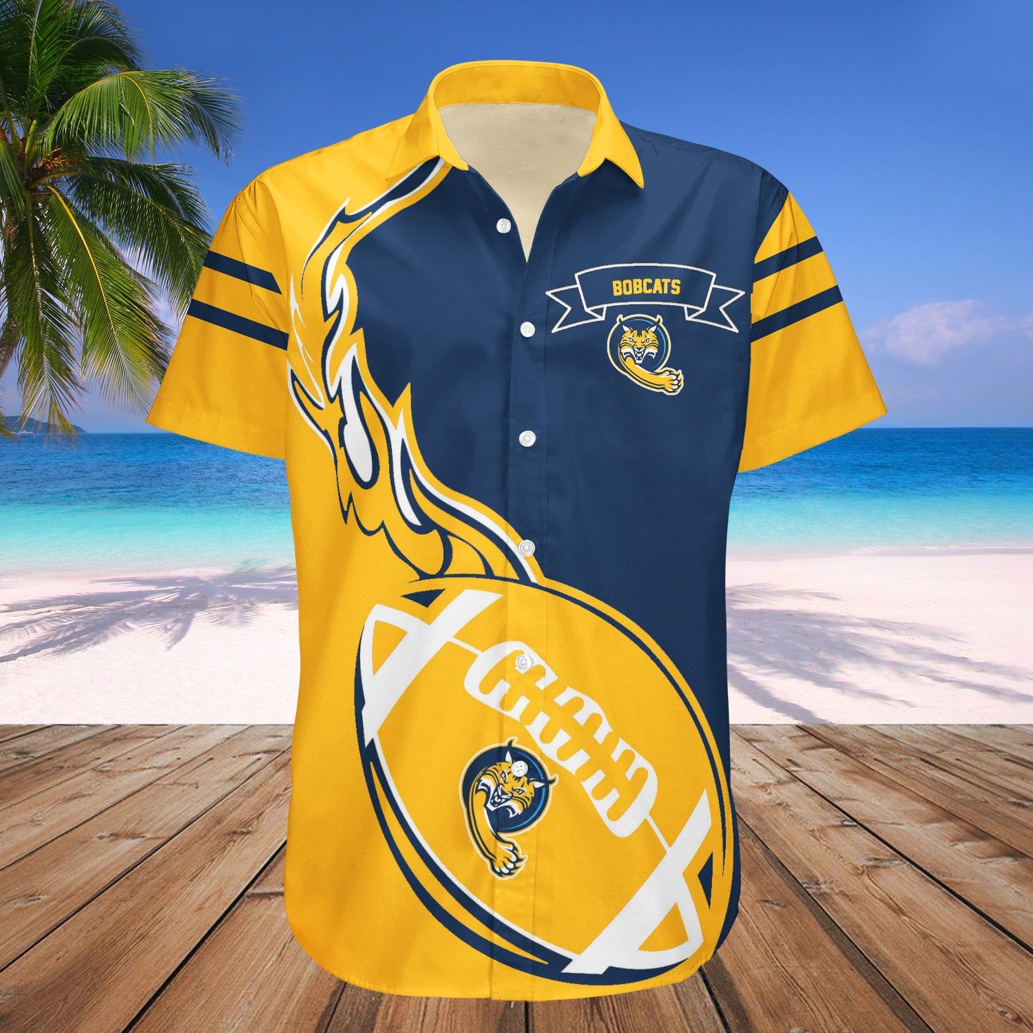 Quinnipiac Bobcats Hawaii Shirt Flame Ball – NCAA
