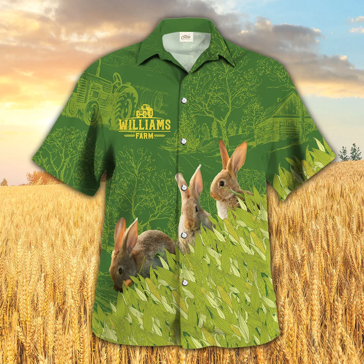 Rabbit Farm Corn Pattern Trendy Hawaiian Shirt, Summer Trendy Hawaiian Shirt For Men And Women Rabbit Farm Corn Pattern Trendy Hawaiian Shirt, Summer Trendy Hawaiian Shirt For Men And Women