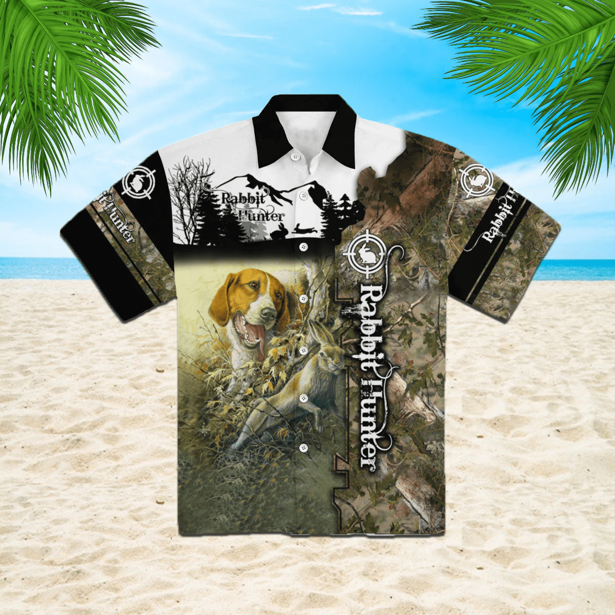 Rabbit Hunter Forest Scene 3D Hawaiian Shirt Detailed Design
