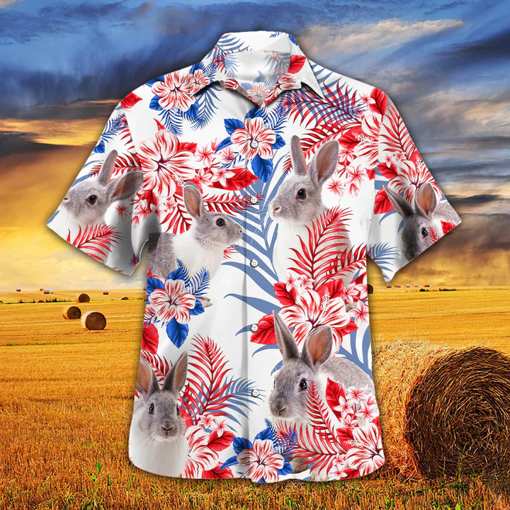 Rabbit Lovers American Flag Trendy Hawaiian Shirt, Rabbit Trendy Hawaiian Shirt Vintage Flower, Trendy Hawaiian Shirt Men, Trendy Hawaiian Shirt Women