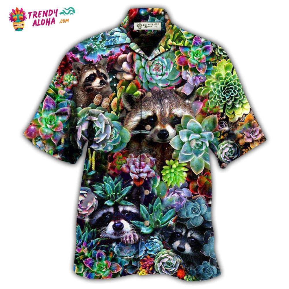 Raccoon Animals Succulent Hawaiian Shirt – Trendy Aloha