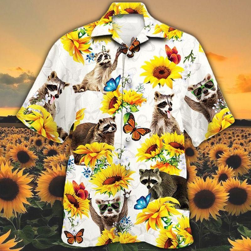 Raccoon Lovers Sunflower Trendy Hawaiian Shirt