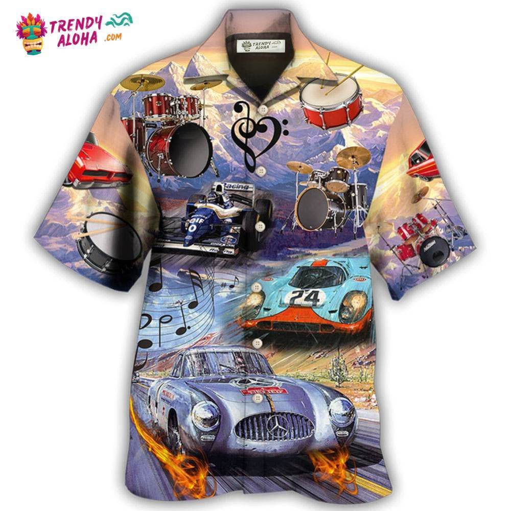 Racing And Drum Lover Music And Car Hawaiian Shirt – Trendy Aloha