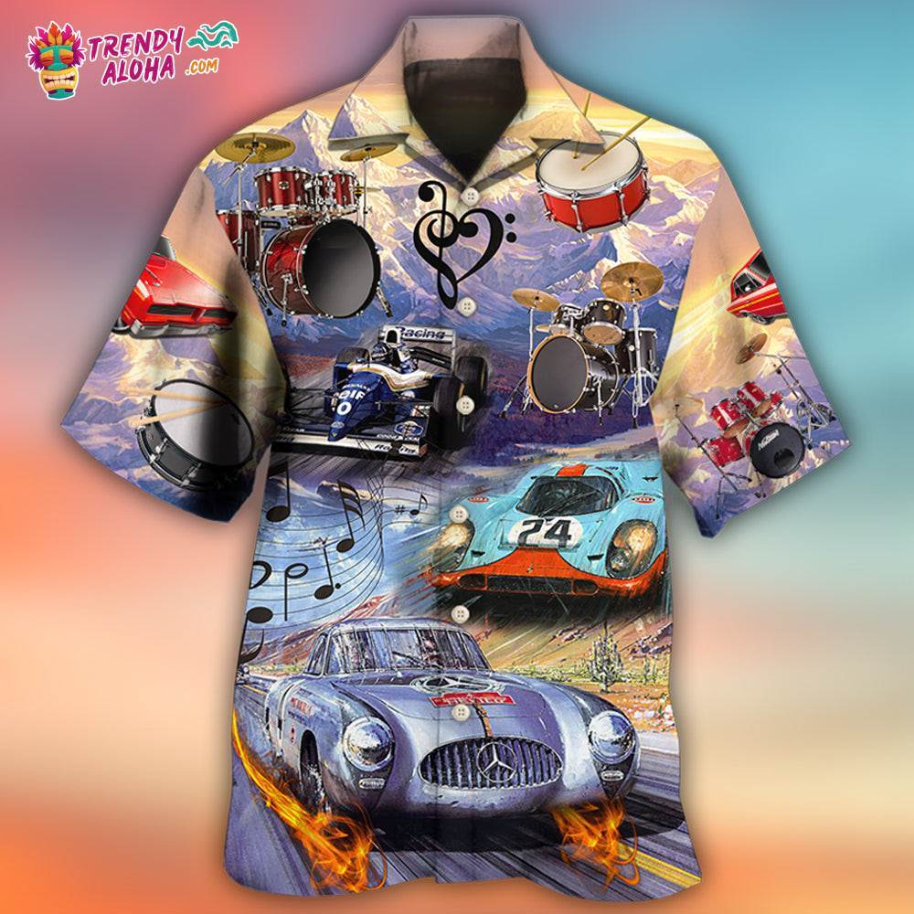 Racing And Drum Lover Music And Car Hawaiian Shirt – Trendy Aloha