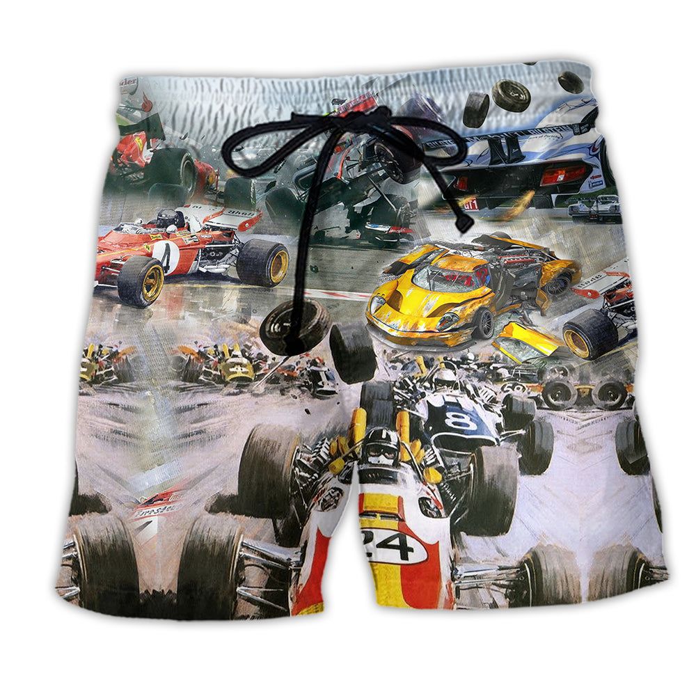 Racing Car Racing Too Fast Trendy Aloha Hawaiian Beach Shorts Racing Car Racing Too Fast Trendy Aloha Hawaiian Beach Shorts