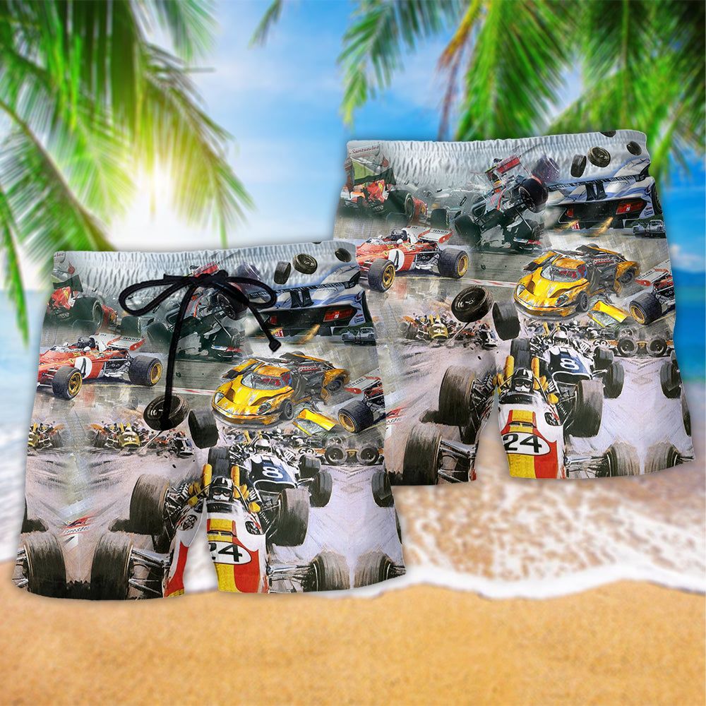 Racing Car Racing Too Fast Trendy Aloha Hawaiian Beach Shorts