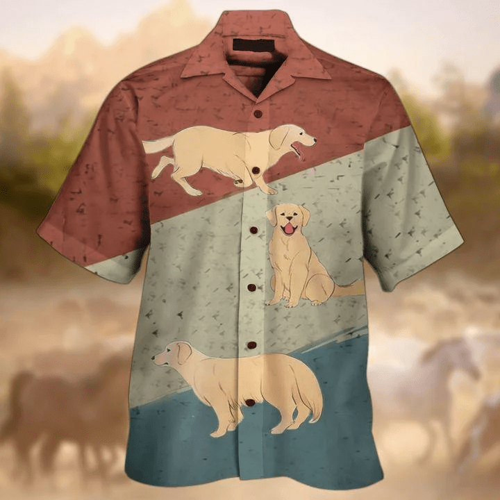 Radiant Hawaiian Shirt with Golden Retrievers