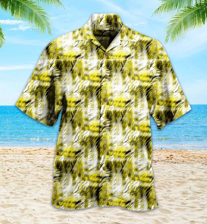 Radiant Yellow Patterns Purple Zebra Hawaiian Shirt