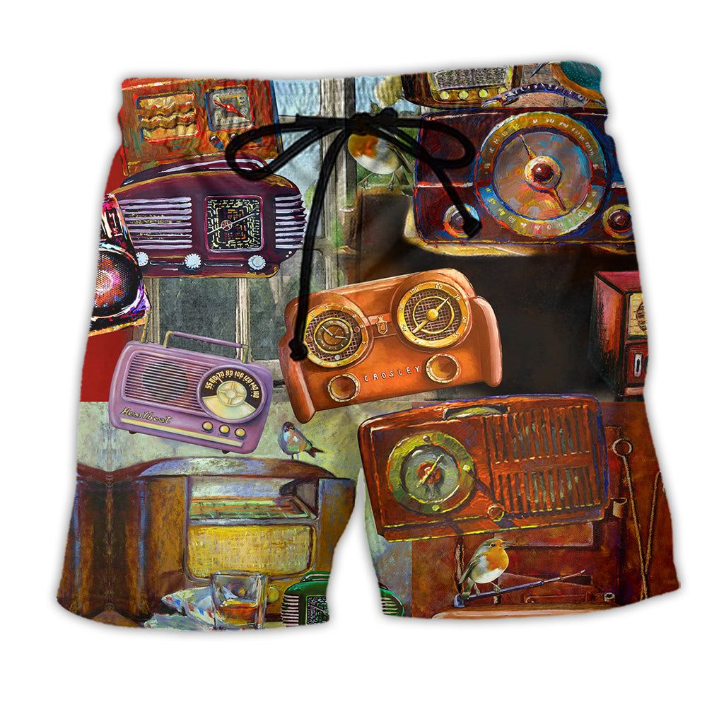 Radio A Peaceful Morning With Radio Vintage Trendy Aloha Hawaiian Beach Shorts Radio A Peaceful Morning With Radio Vintage Trendy Aloha Hawaiian Beach Shorts