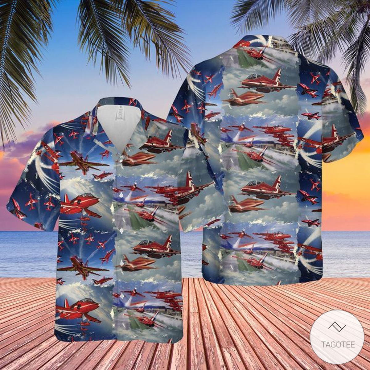 RAF Red Arrows Air Display Hawaiian Shirt Design