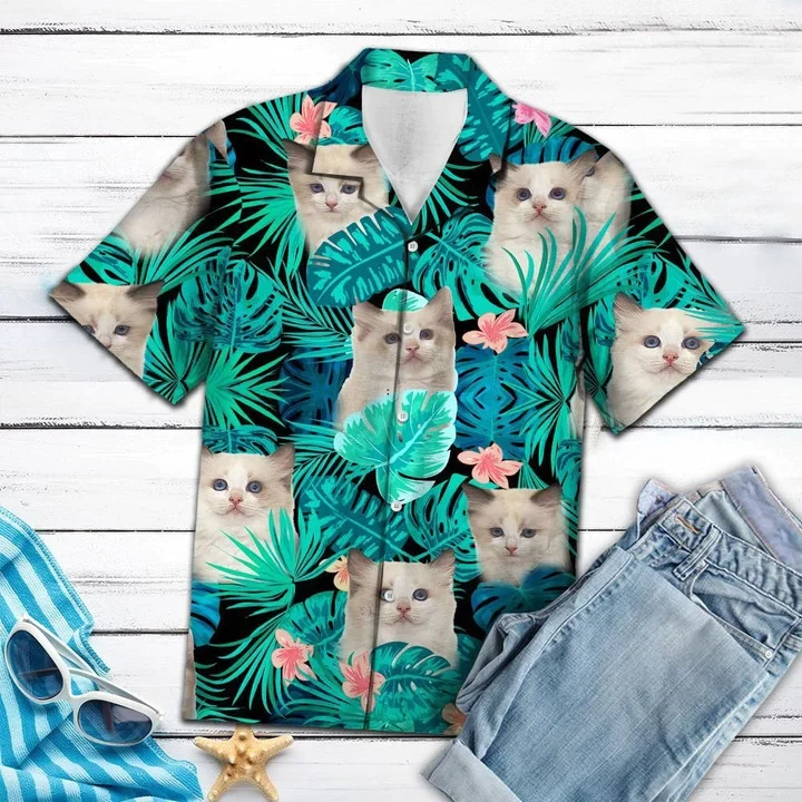 Ragdoll Kittens Green Leaves And Flowers Trendy Hawaiian Shirt Ragdoll Kittens Green Leaves And Flowers Trendy Hawaiian Shirt