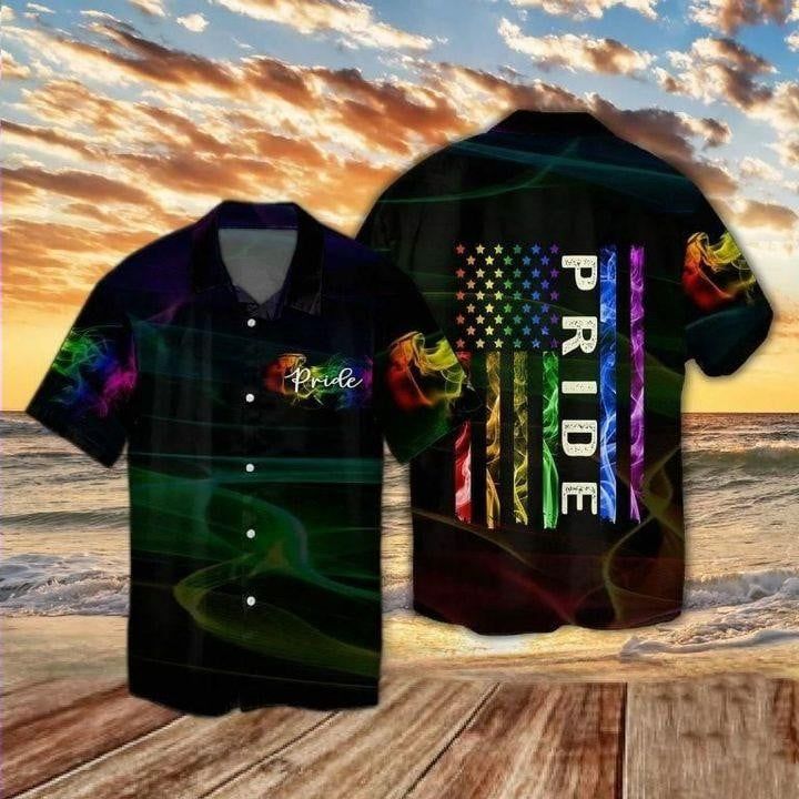 Rainbow Bee Hibiscus Lgbt Pride Custom Name Trendy Hawaiian Shirt