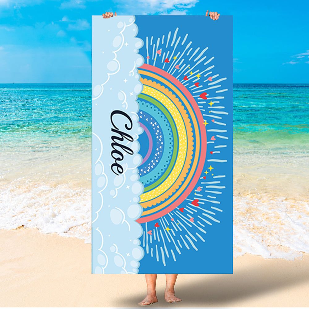 Rainbow Design Personalized Kids Lovely Summer Beach Towels Fun