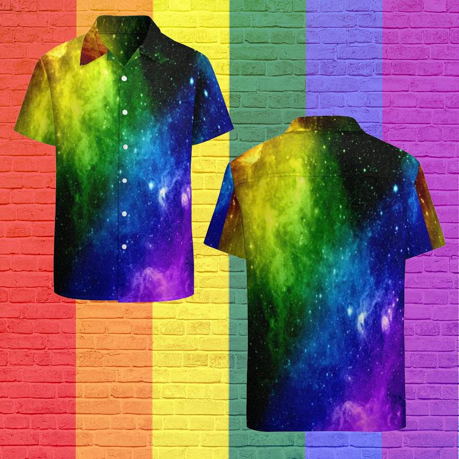Rainbow Galaxy Lgbt Pride Hawaiian Vintage Shirt Mens Rainbow Galaxy Lgbt Pride Hawaiian Vintage Shirt Mens