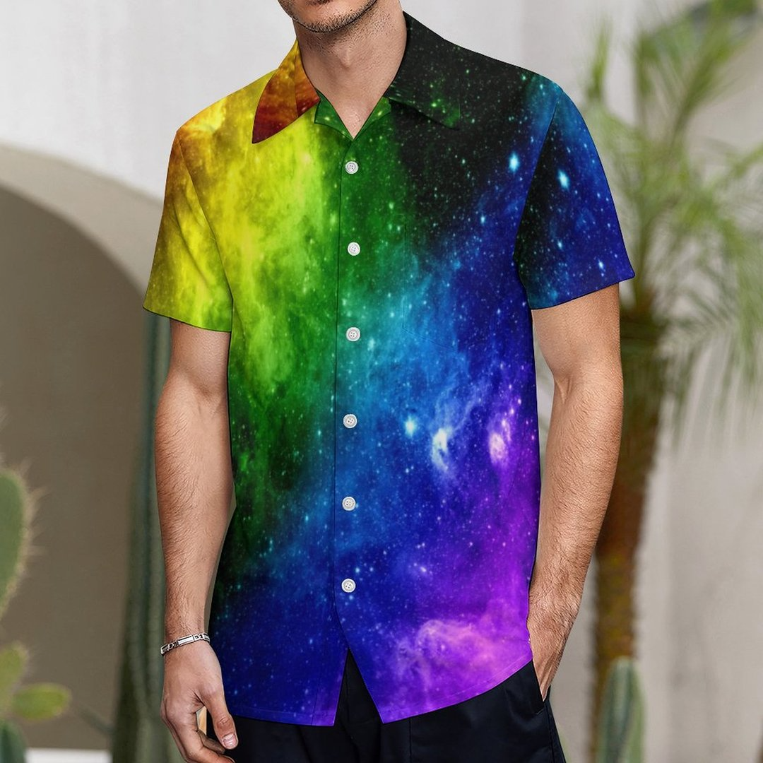 Rainbow Galaxy Lgbt Pride Hawaiian Vintage Shirt Mens