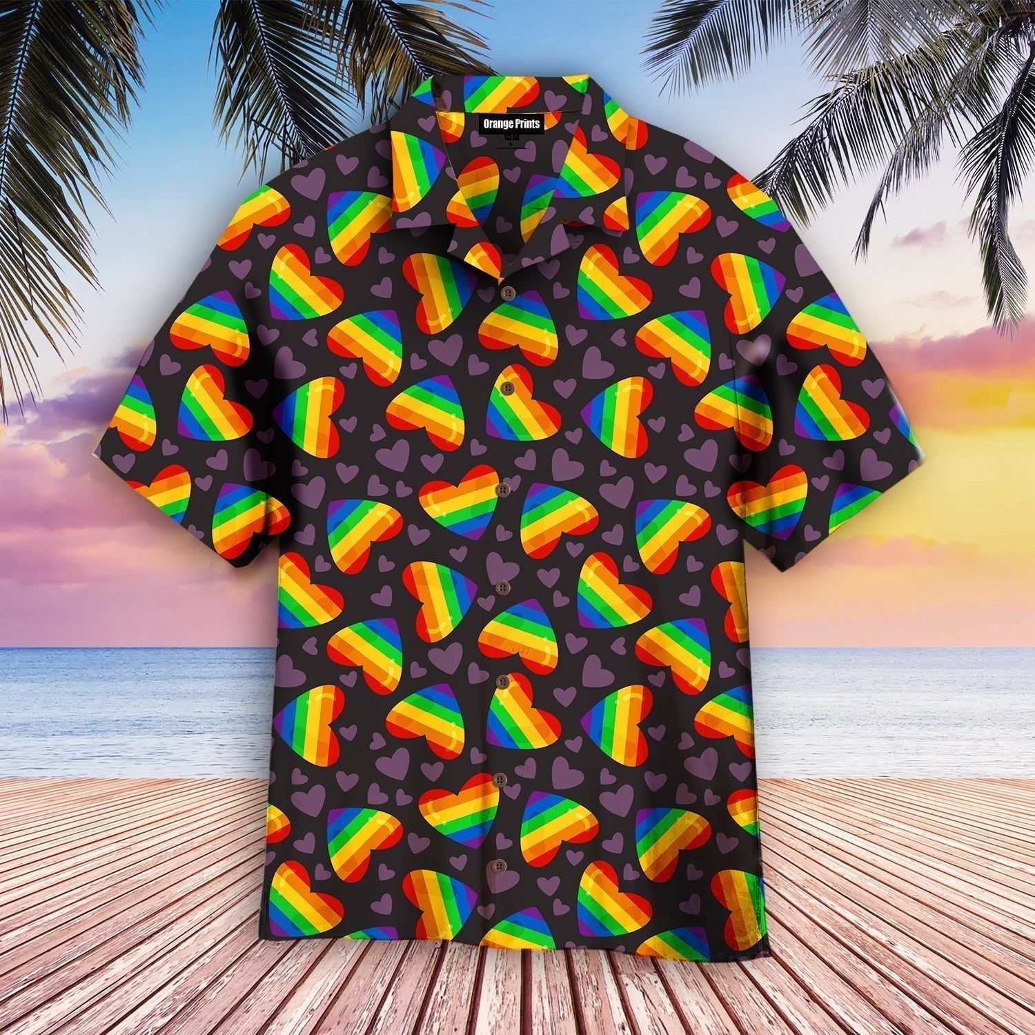 Rainbow Heart Lgbt Aloha Hawaiian Shirts For Men & For Women |