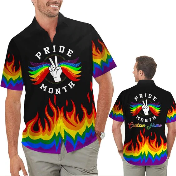 Rainbow Lgbt Flag Tropical Floral Hawaiian Shirt For Gaymer And Lesbian, Pride Hawaiian Shirt Rainbow Lgbt Flag Tropical Floral Hawaiian Shirt For Gaymer And Lesbian, Pride Hawaiian Shirt