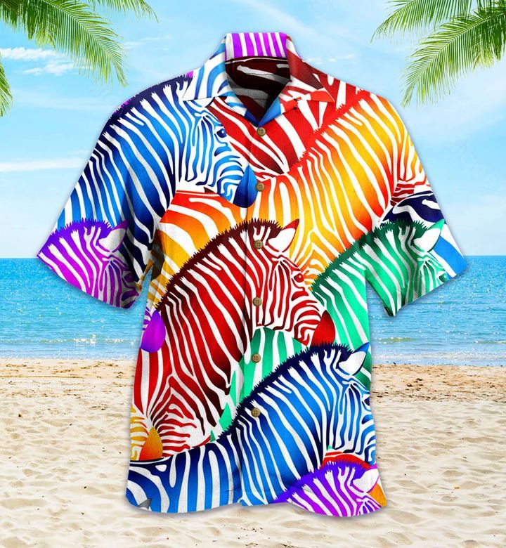 Rainbow Zebra Colorful Hawaiian Shirt 3D