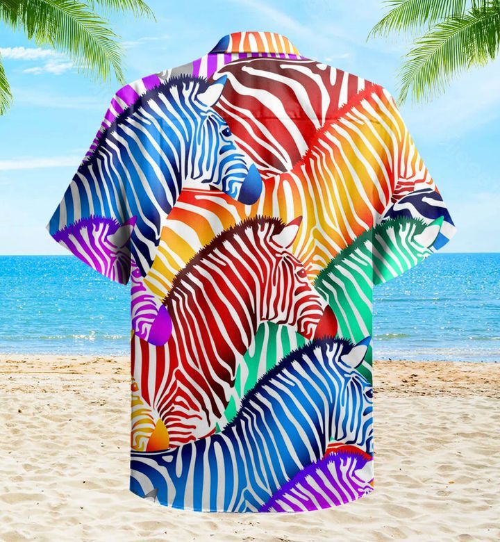 Rainbow Zebra Colorful Trendy Hawaiian Shirt 3D