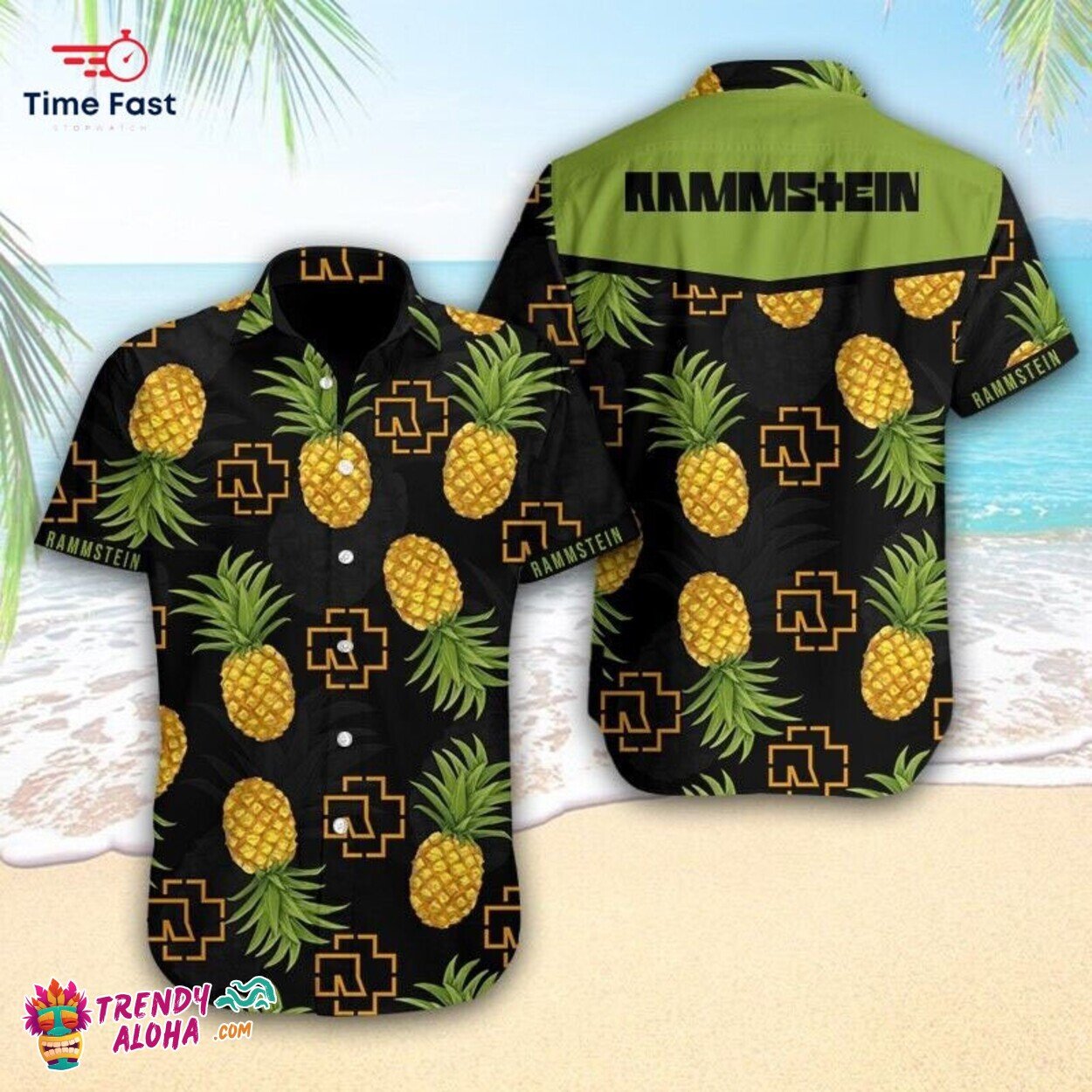 Rammstein Pineapple Theme Tropical Hawaiian Short Sleeve Shirt S to 5XL