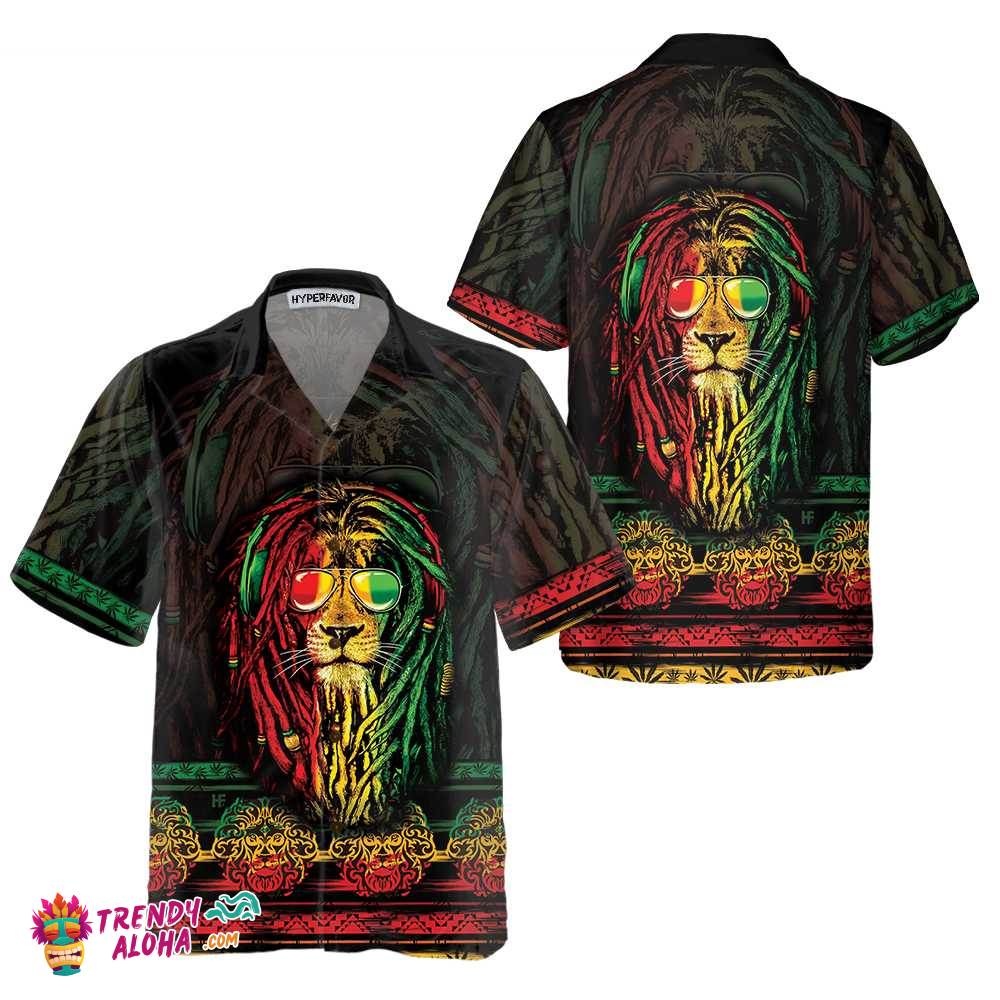 Rasta Lion With Cannabis Marijuana Lion Hawaiian Shirt, Button Up Lion Shirt For Men & Women, Cool Gift For Lion Lover Rasta Lion With Cannabis Marijuana Lion Hawaiian Shirt, Button Up Lion Shirt For Men & Women, Cool Gift For Lion Lover