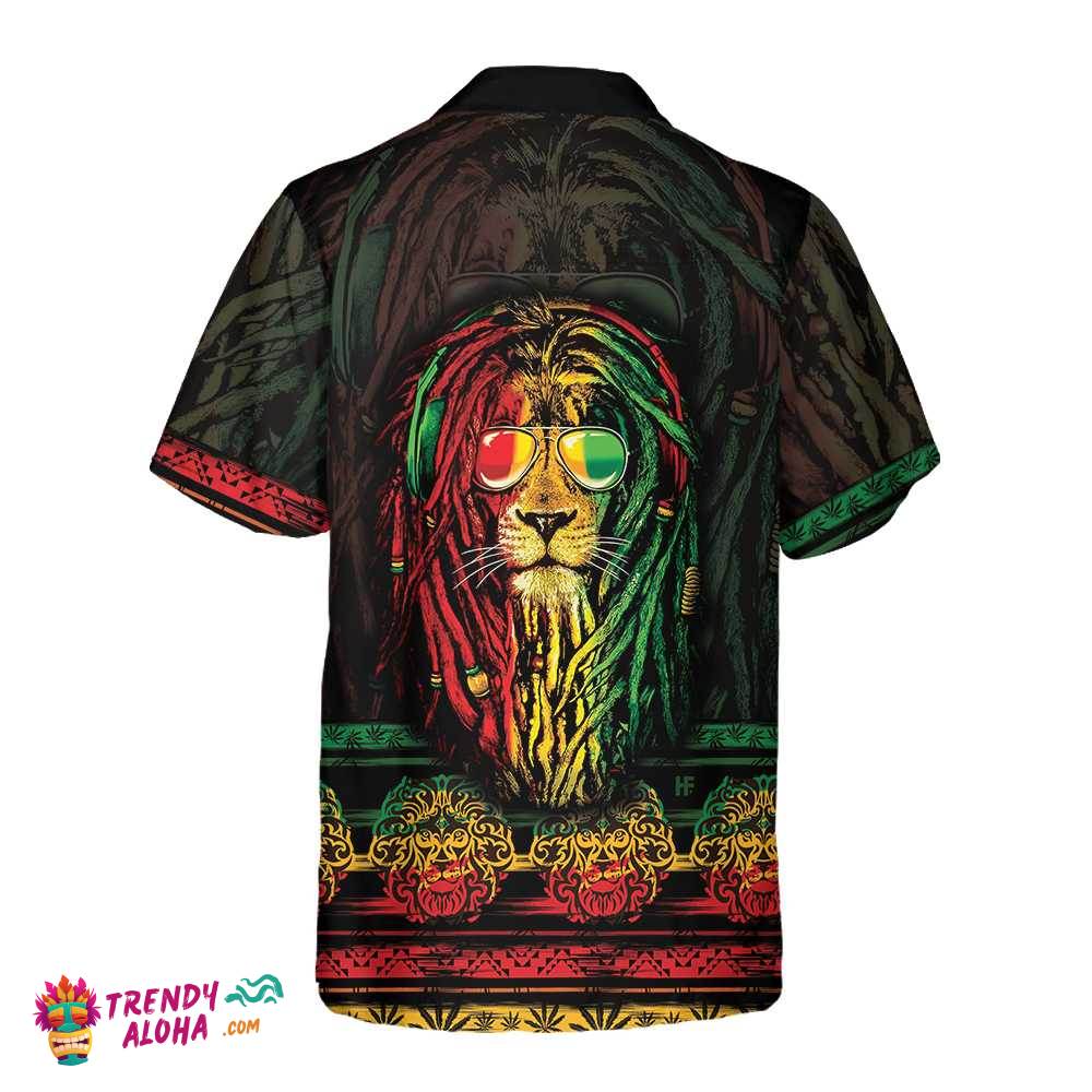 Rasta Lion With Cannabis Marijuana Lion Hawaiian Shirt, Button Up Lion Shirt For Men & Women, Cool Gift For Lion Lover