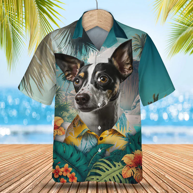 Rat Terrier 3D Tropical Trendy Hawaiian Shirt, Dog Lover Trendy Hawaiian Shirt, Summer Trendy Hawaiian Shirt For Men And Women