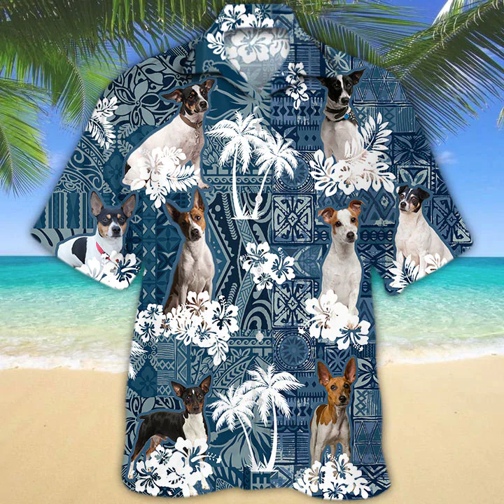 Rat Terrier Among Florals Hawaiian Shirt for Dog Lovers