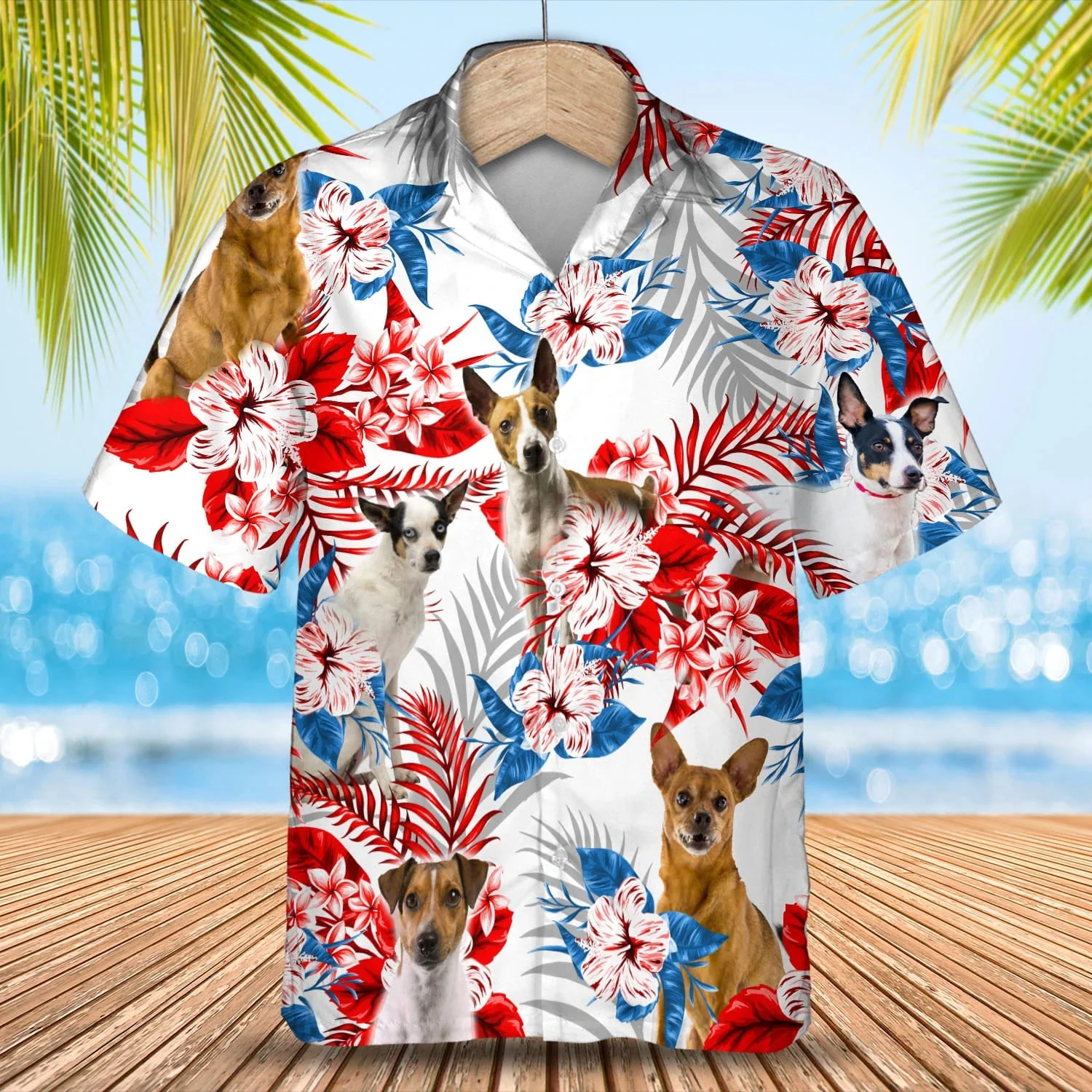 Rat Terrier Flower American Flag Trendy Hawaiian Shirt, Summer Aloha Shirt, Men Trendy Hawaiian Shirt, Gift For Summer Rat Terrier Flower American Flag Trendy Hawaiian Shirt, Summer Aloha Shirt, Men Trendy Hawaiian Shirt, Gift For Summer