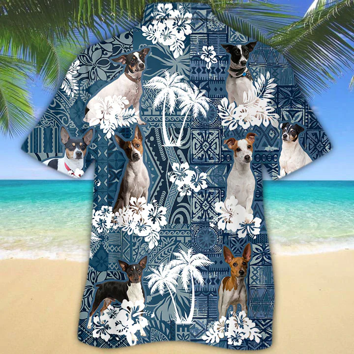 Rat Terrier Trendy Hawaiian Shirt, Floral Dog Short Sleeve Hawaiian Aloha Shirt, Mens Trendy Hawaiian Shirt, Summer Shirt