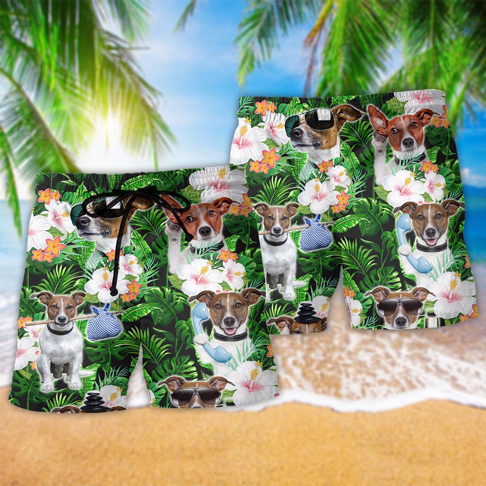 Rat Terrier Tropical Floral Dog Lover Trendy Aloha Hawaiian Beach Shorts