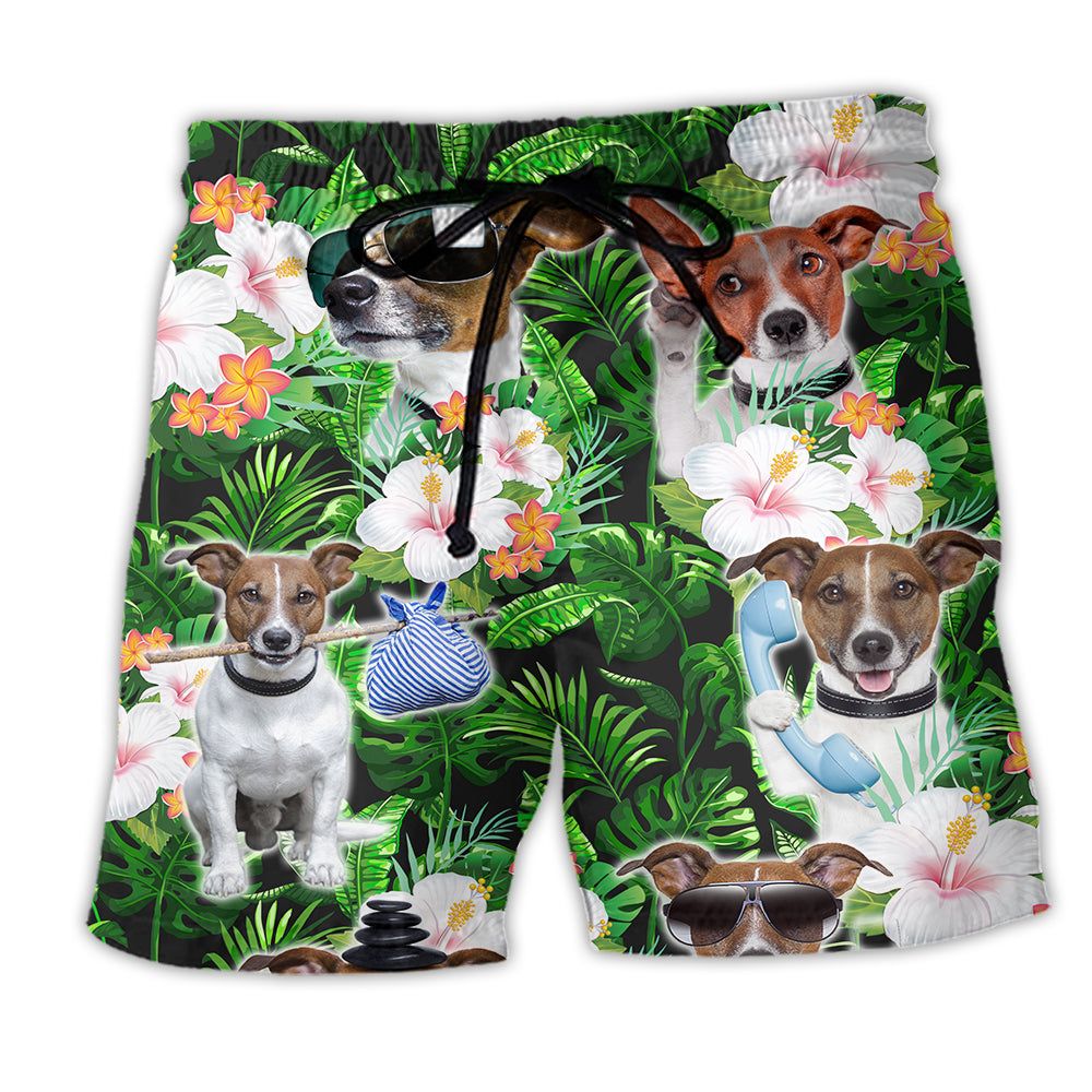 Rat Terrier Tropical Floral Dog Lover Trendy Aloha Hawaiian Beach Shorts Rat Terrier Tropical Floral Dog Lover Trendy Aloha Hawaiian Beach Shorts
