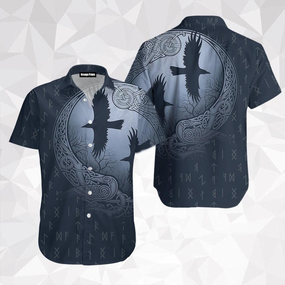 Raven And Odins Eye Blue Grey Hawaiian Shirt For