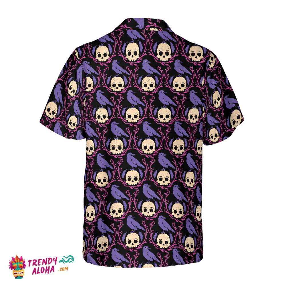 Raven Skull Halloween Shirt For Men Hawaiian Shirt