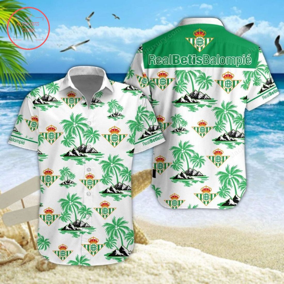 Real Betis Coconut Tree White Green Trendy Hawaiian Shirt V2 Aloha Shirt