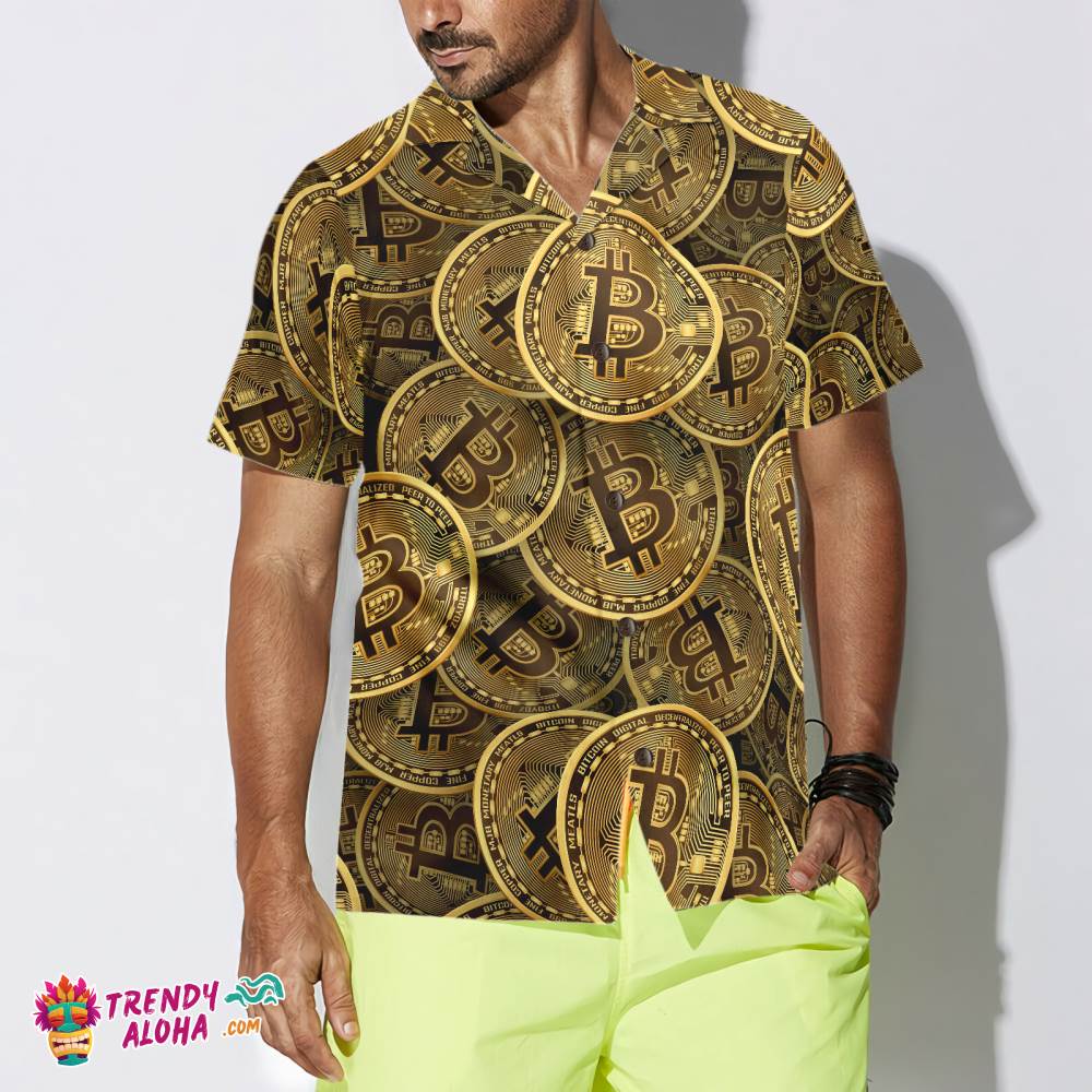 Realistic Seamless Bitcoin Cryptocurrency Hawaiian Shirt Realistic Seamless Bitcoin Cryptocurrency Hawaiian Shirt