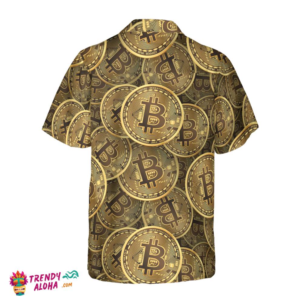 Realistic Seamless Bitcoin Cryptocurrency Hawaiian Shirt