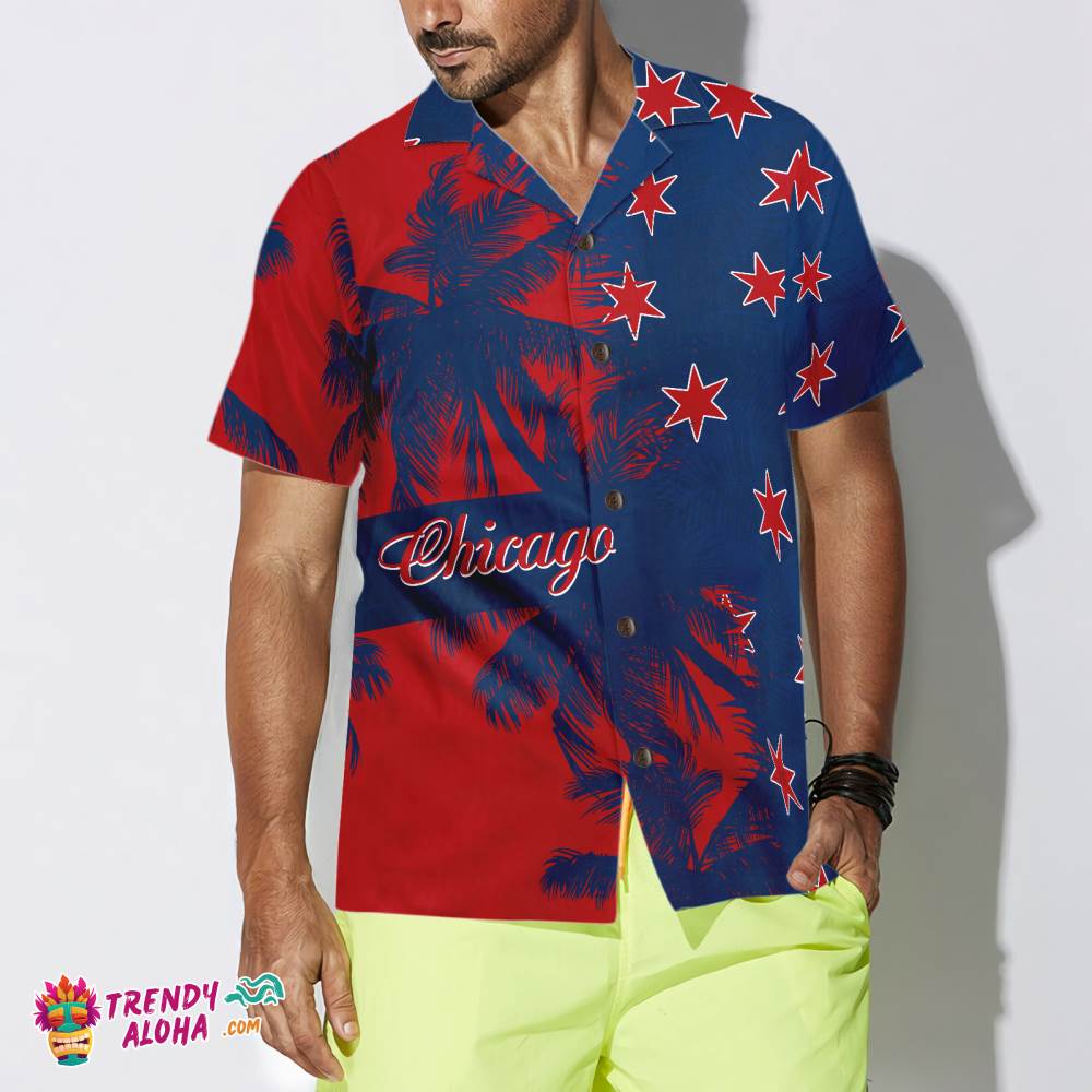Red & Blue Chicago Hawaiian Shirt