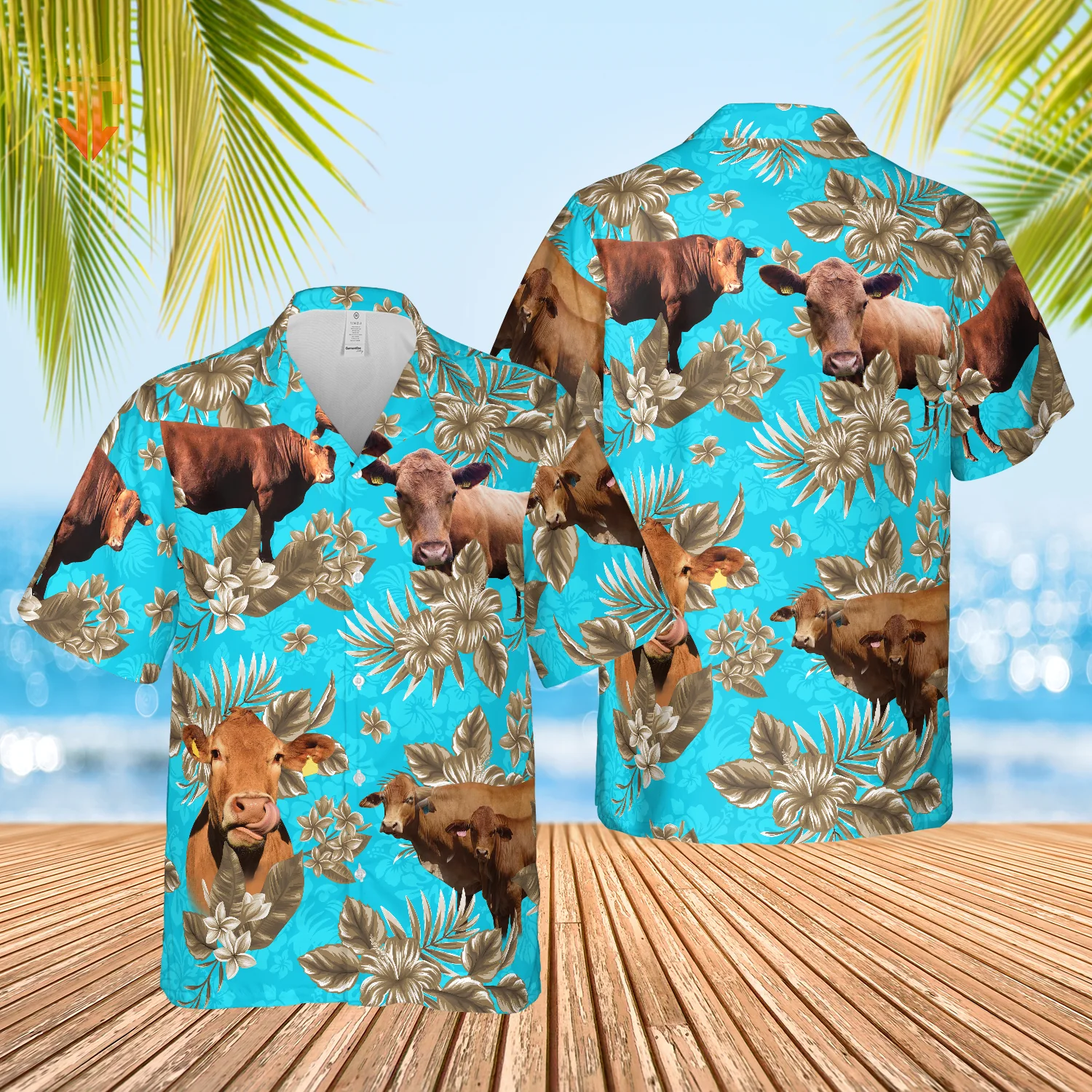 Red Angus Cattle Lovers Aloha Pattern All Over Printed 3D Hawaiian Shirt