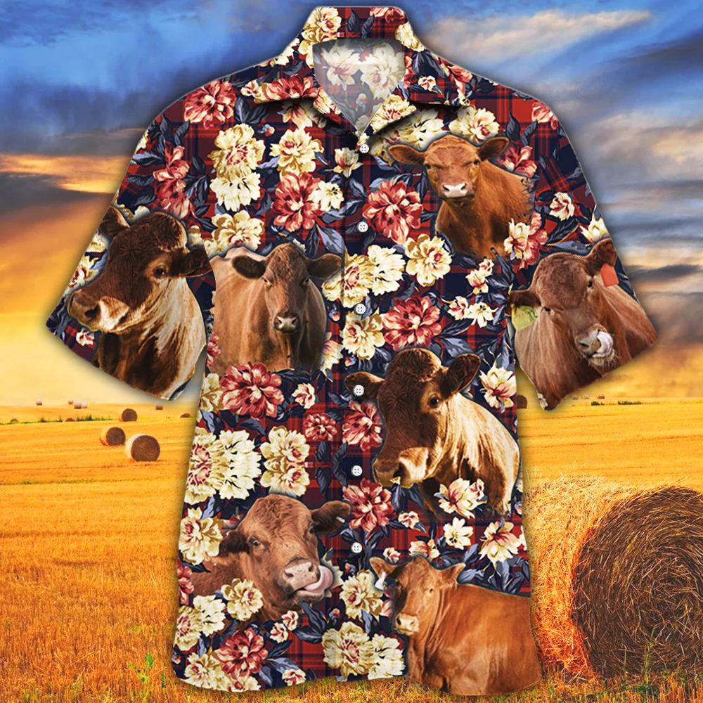 Red Angus Cattle Lovers Red Plaid Pattern Trendy Hawaiian Shirt, Cow Trendy Hawaiian Shirt For Summer Gifts Red Angus Cattle Lovers Red Plaid Pattern Trendy Hawaiian Shirt, Cow Trendy Hawaiian Shirt For Summer Gifts