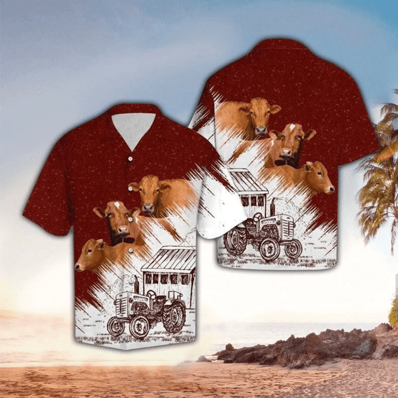 Red Angus Cow Farm Trendy Hawaiian Shirt For, Hawaii Shirt Men, Aloha Shirt, Tropical Sleeve Summer Red Angus Cow Farm Trendy Hawaiian Shirt For, Hawaii Shirt Men, Aloha Shirt, Tropical Sleeve Summer