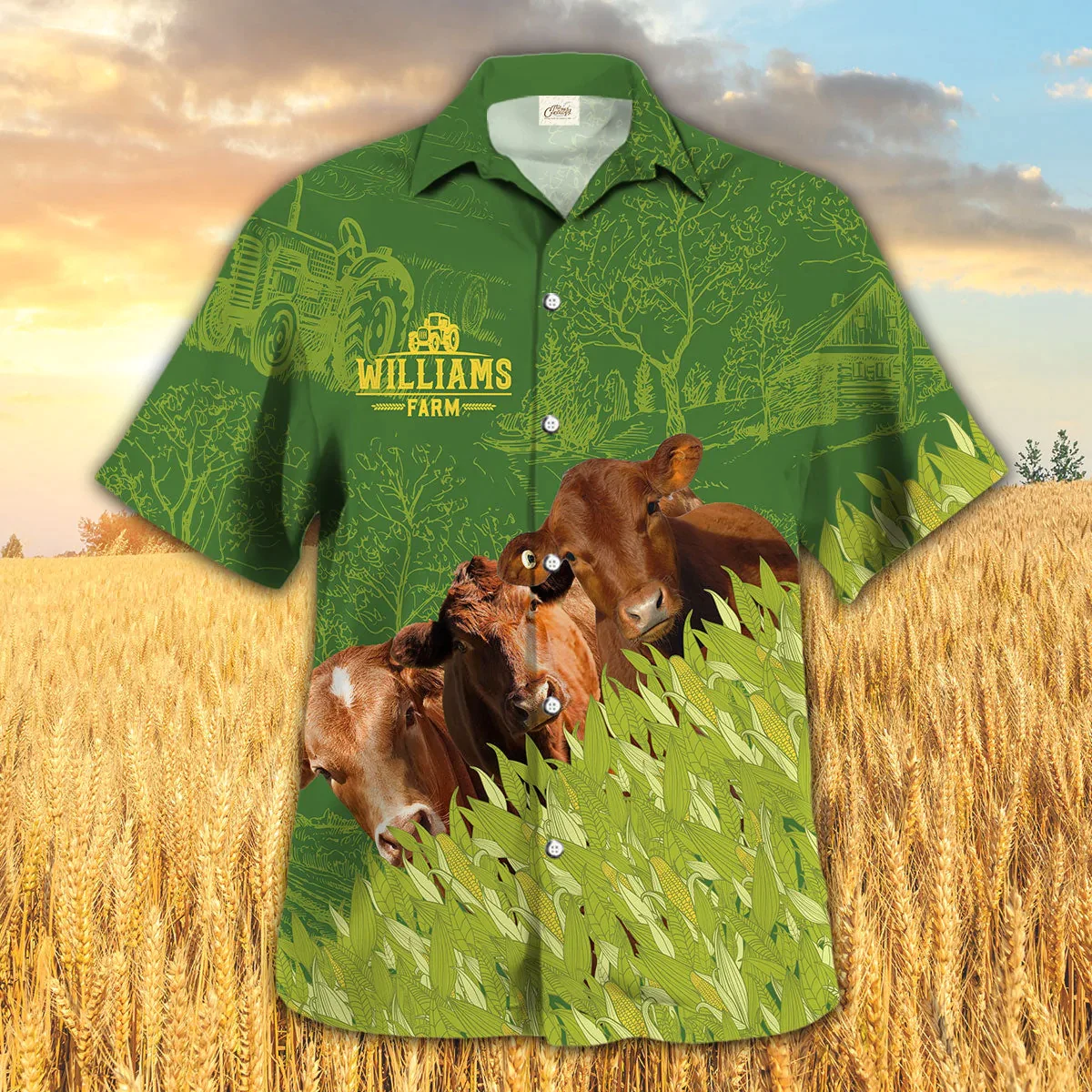 Red Angus Farm Corn Pattern Trendy Hawaiian Shirt, Cow Trendy Hawaiian Shirt, Summer Trendy Hawaiian Shirt For Men And Women Red Angus Farm Corn Pattern Trendy Hawaiian Shirt, Cow Trendy Hawaiian Shirt, Summer Trendy Hawaiian Shirt For Men And Women