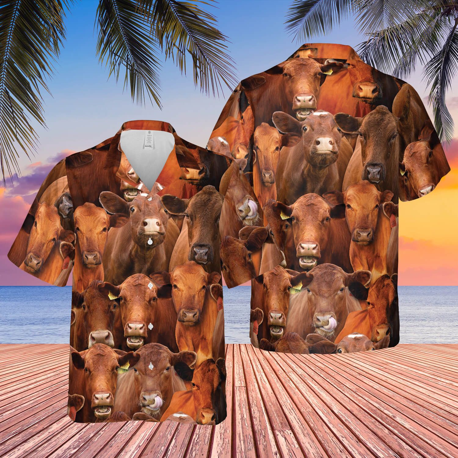 Red Angus Herd Showcased In Full 3D Printed Design Hawaiian Shirt Quality Top