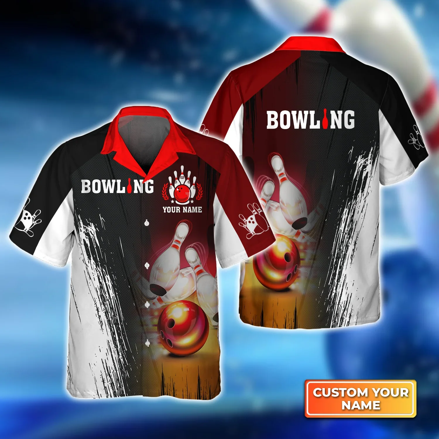 Red Bowling Ball Crashing Pins 3D Trendy Hawaiian Shirt, Bowling Trendy Hawaiian Shirt For Men, Women, Bowling Team