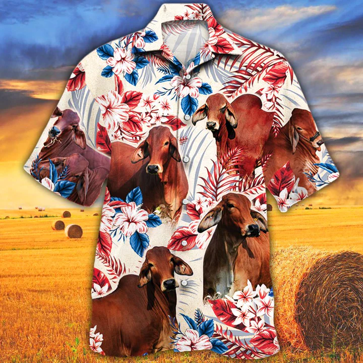 Red Brahman Cattle Lovers American Flag Trendy Hawaiian Shirt, Cow Trendy Hawaiian Shirt Vintage Flower, Trendy Hawaiian Shirt Men, Trendy Hawaiian Shirt Women Red Brahman Cattle Lovers American Flag Trendy Hawaiian Shirt, Cow Trendy Hawaiian Shirt Vintage Flower, Trendy Hawaiian Shirt Men, Trendy Hawaiian Shirt Women