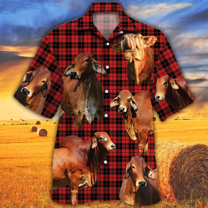 Red Brahman Cattle Lovers Red Tartan Pattern Trendy Hawaiian Shirt – Animal Trendy Hawaiian Shirt, Cow Aloha Shirt, Gift For Cow Lovers Red Brahman Cattle Lovers Red Tartan Pattern Trendy Hawaiian Shirt – Animal Trendy Hawaiian Shirt, Cow Aloha Shirt, Gift For Cow Lovers