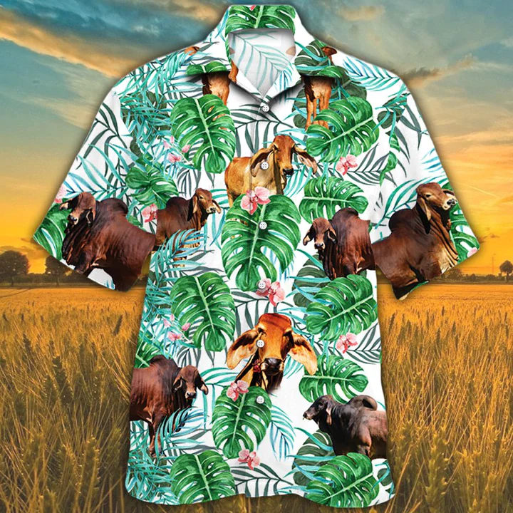Red Brahman Tropical Plant Trendy Hawaiian Shirt, Alpaca Trendy Hawaiian Shirt, Trendy Hawaiian Shirts For Men, Women Red Brahman Tropical Plant Trendy Hawaiian Shirt, Alpaca Trendy Hawaiian Shirt, Trendy Hawaiian Shirts For Men, Women