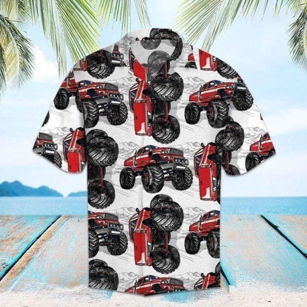 Red Car Pattern Trucker Theme Joy Corners Hawaiian Shirt Stylish Print